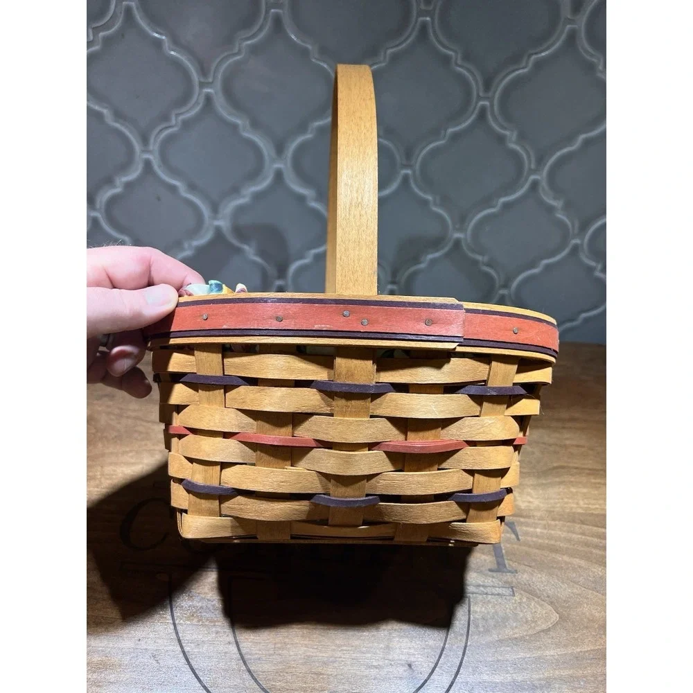 Longaberger Easter Basket 1995 With Floral Liner‎ And Plastic Protector